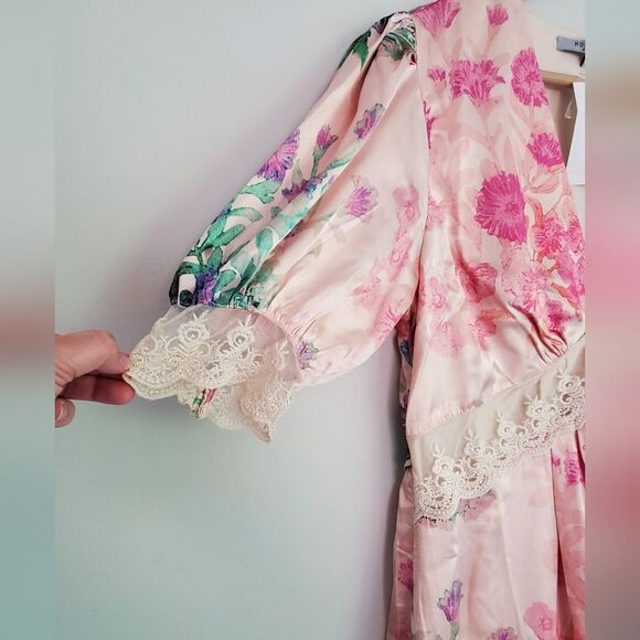 Hope & Ivy Maternity Floral Light Peach CutOut Balloon Sleeve Maxi Uk 14/  US 8 - Picture 7 of 11